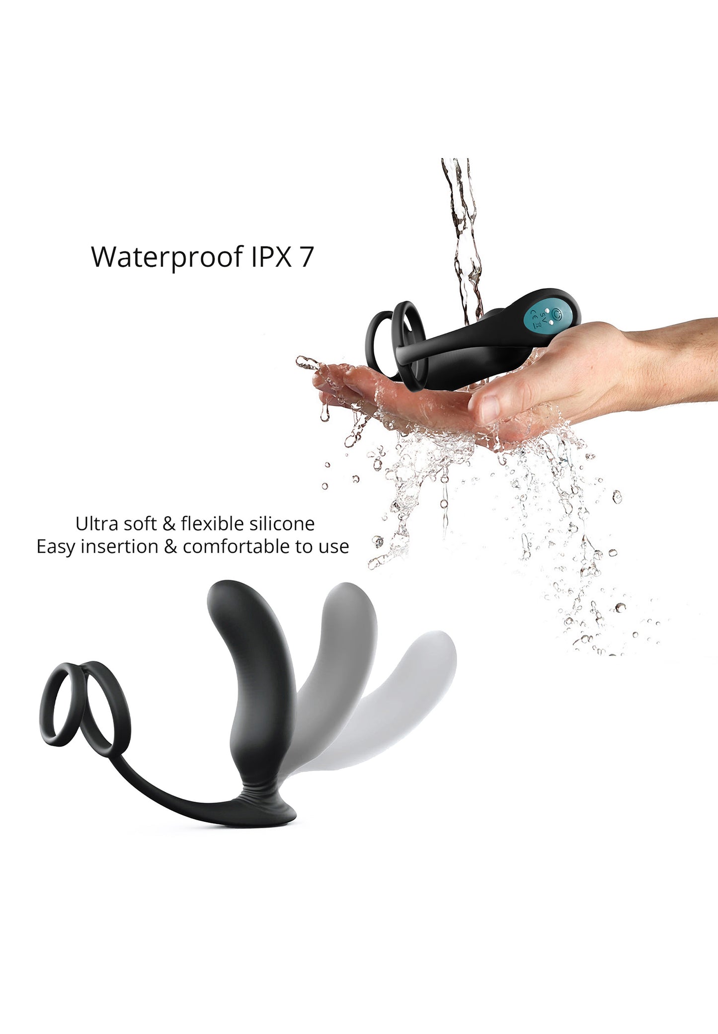 Prostate Massager with Cock Ring Double Game - Black Onyx