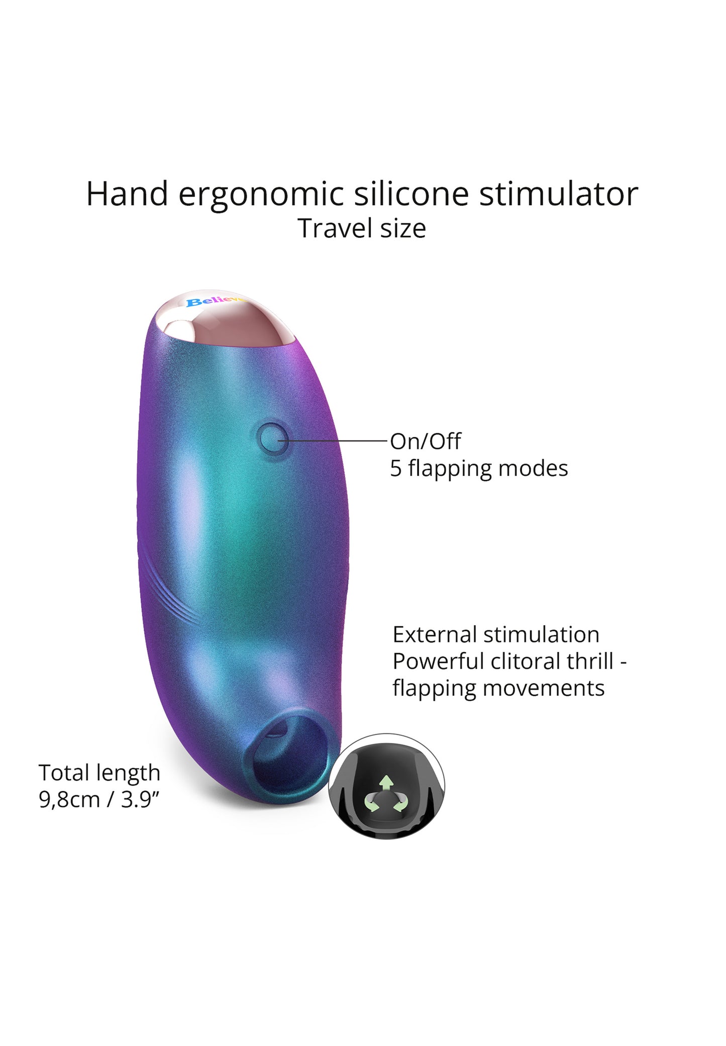 Rechargeable Clitoral Stimulator Believer - Iridescent Turquoise