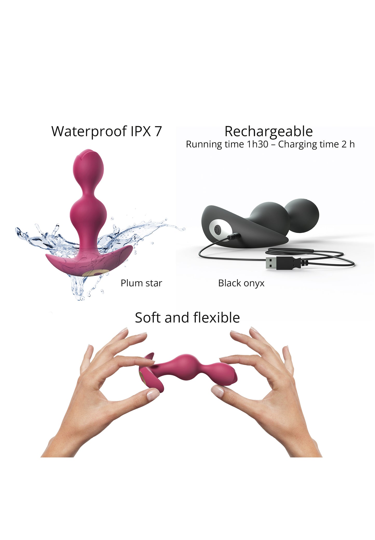 Vibrating Butt Plug Twinny Bud - Plum Star