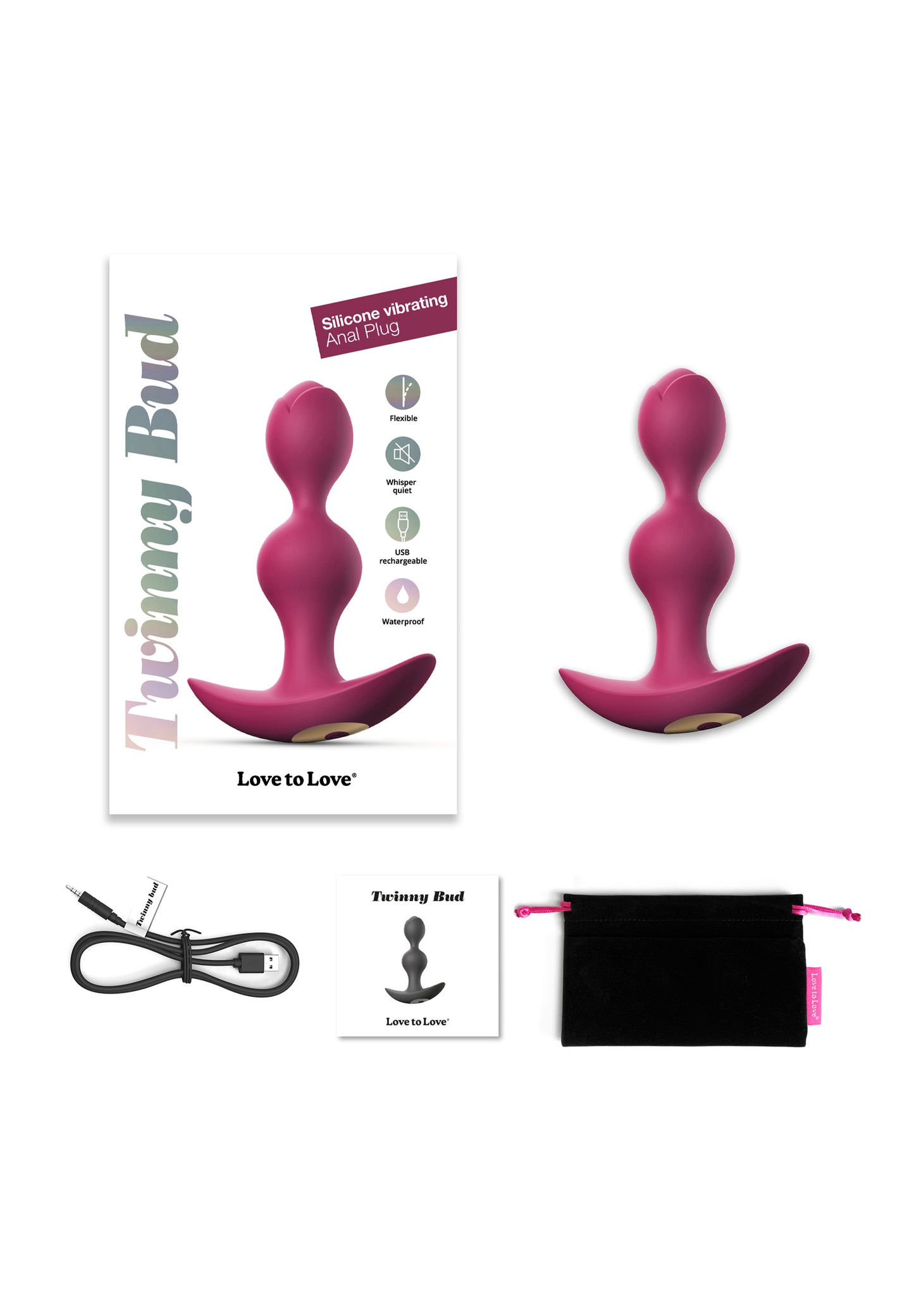 Vibrating Butt Plug Twinny Bud - Plum Star
