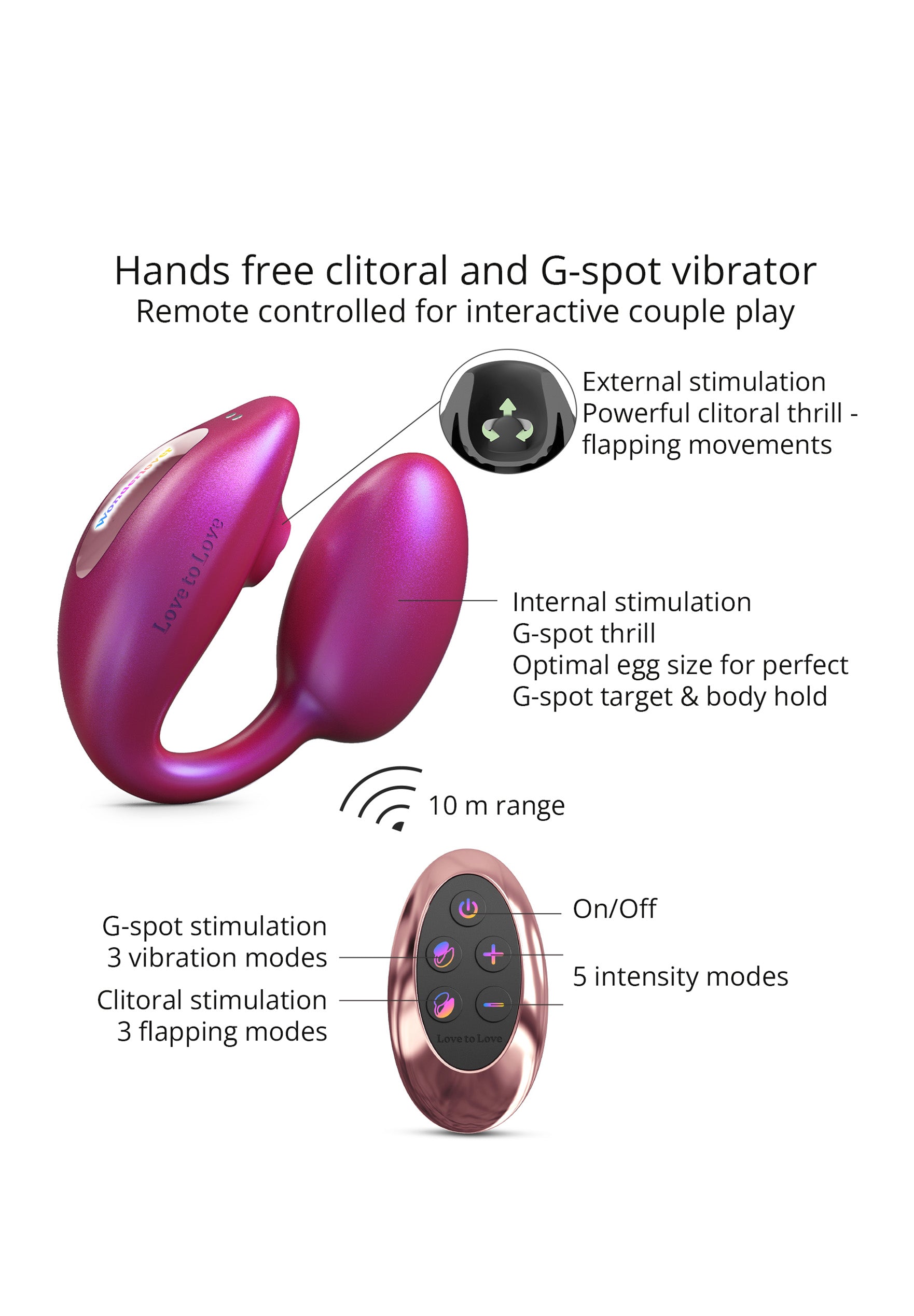 Remote Control Vibrating Egg Wonderlover - Iridescent Berry