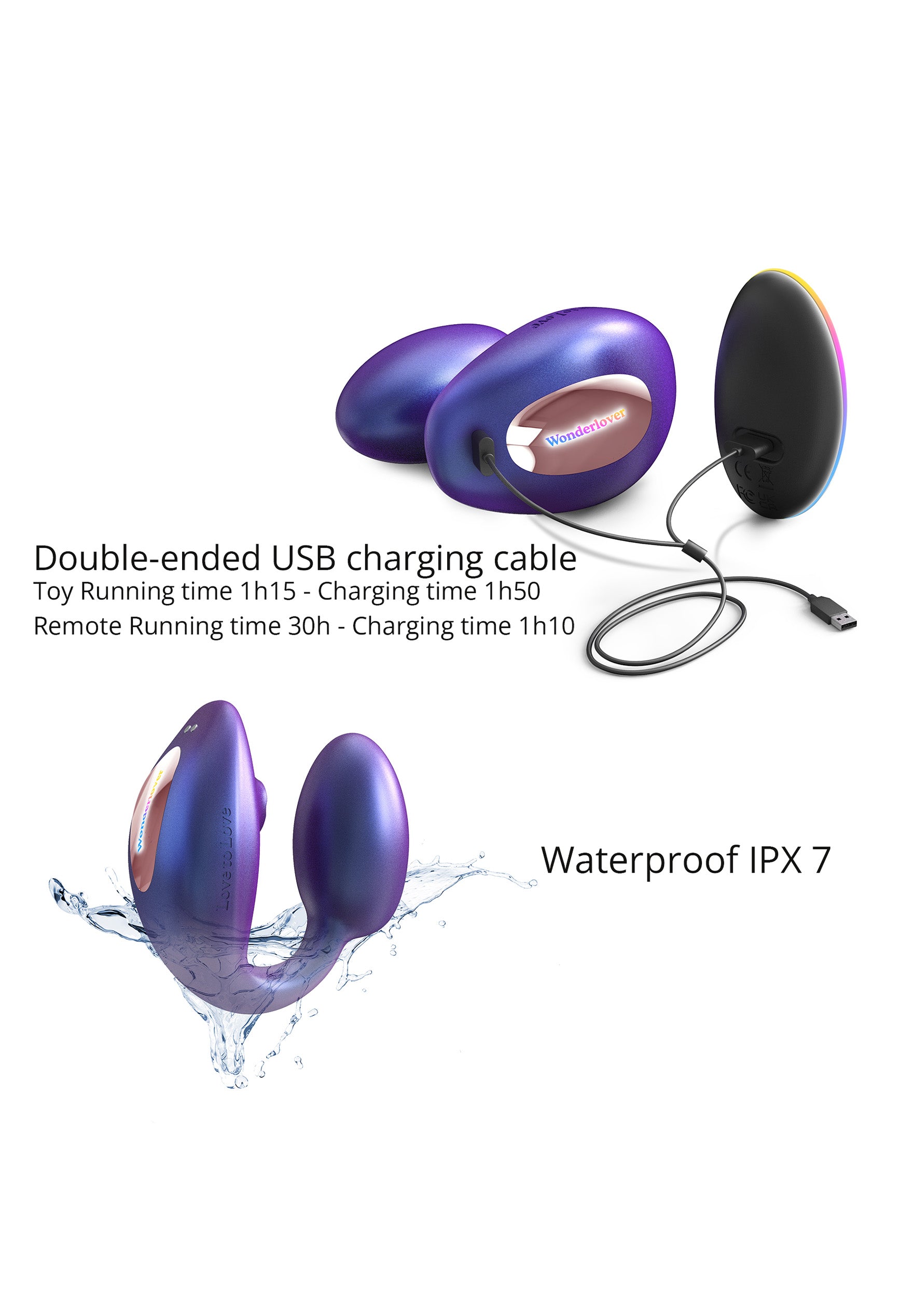 Remote Control Vibrating Egg Wonderlover - Iridescent Night