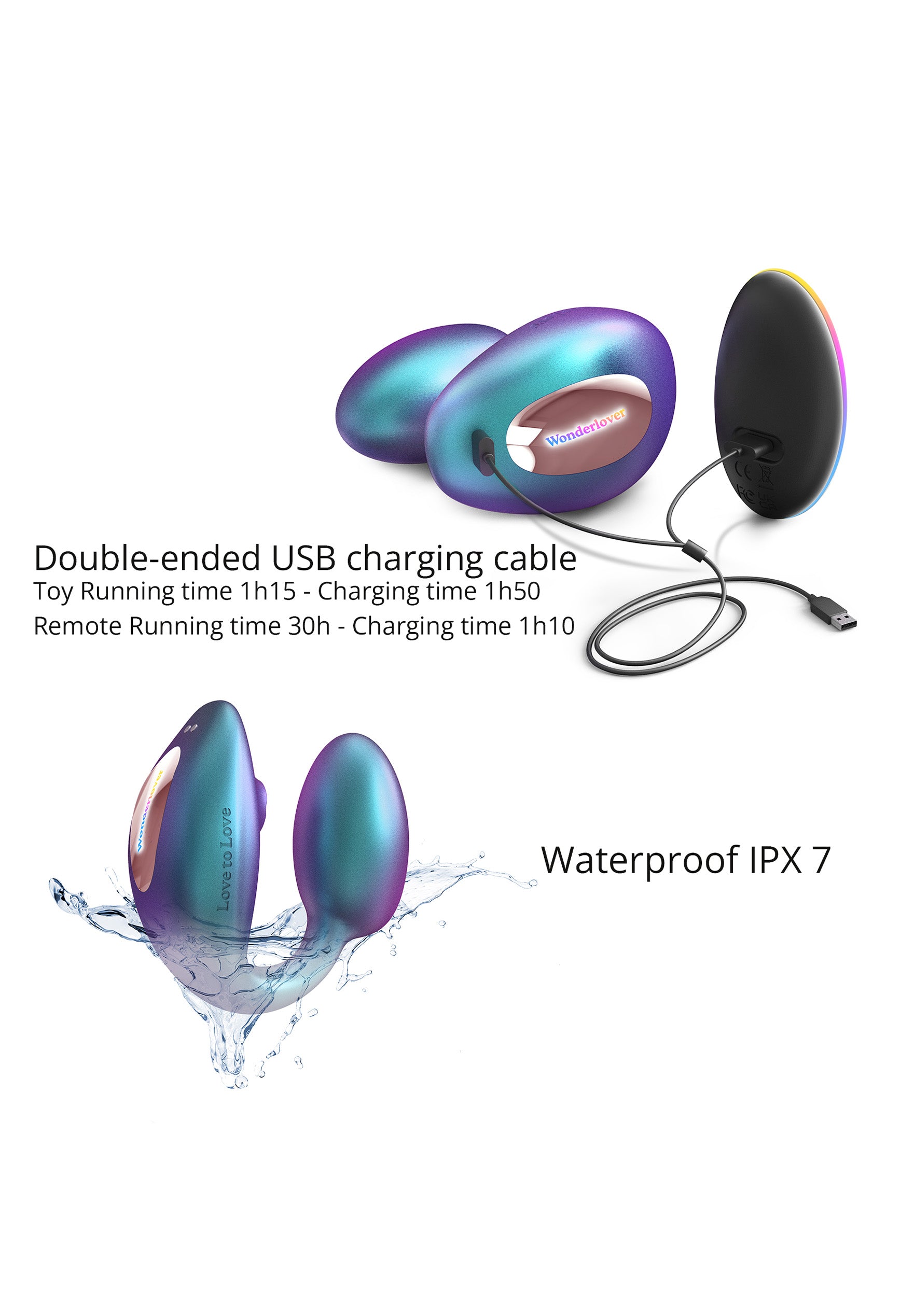 Remote Control Vibrating Egg Wonderlover - Iridescent Turquoise