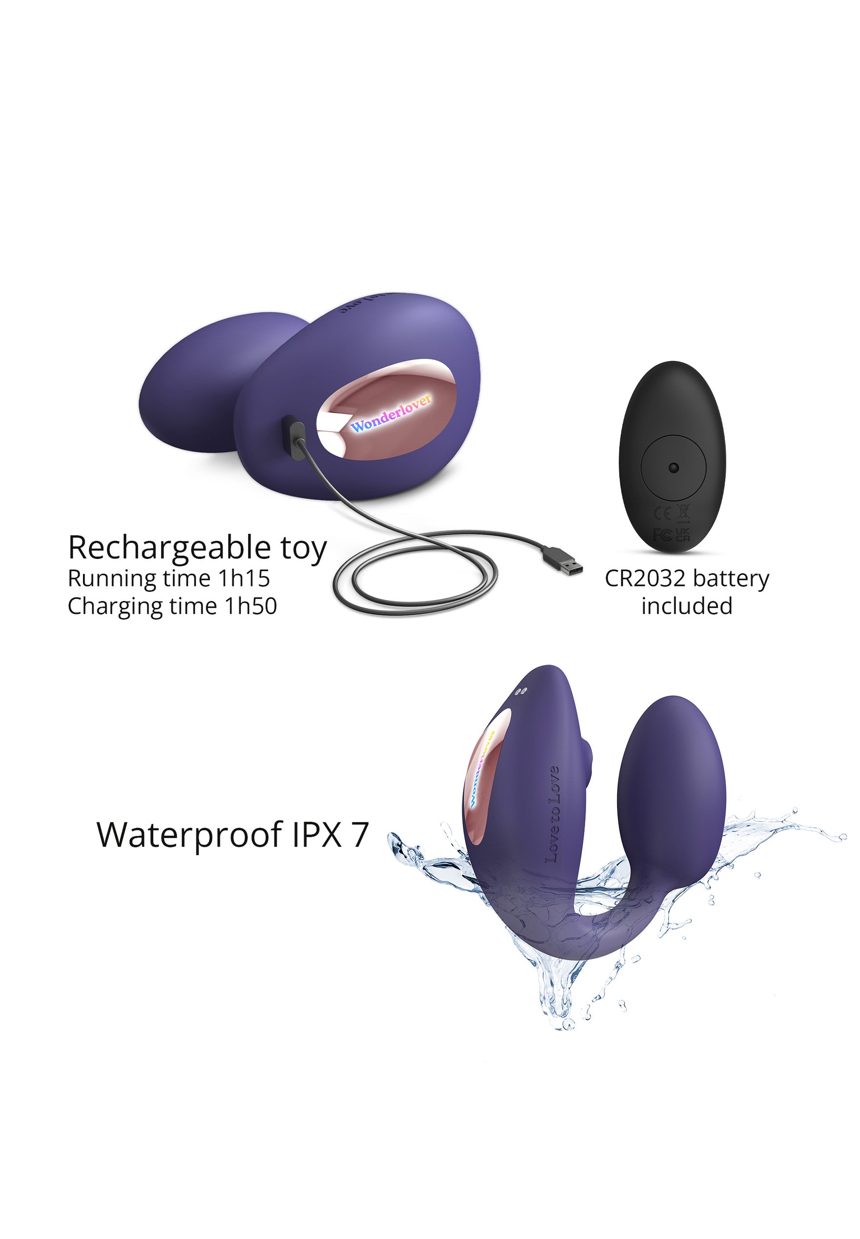 Remote Control Vibrating Egg Wonderlover - Midnight Indigo