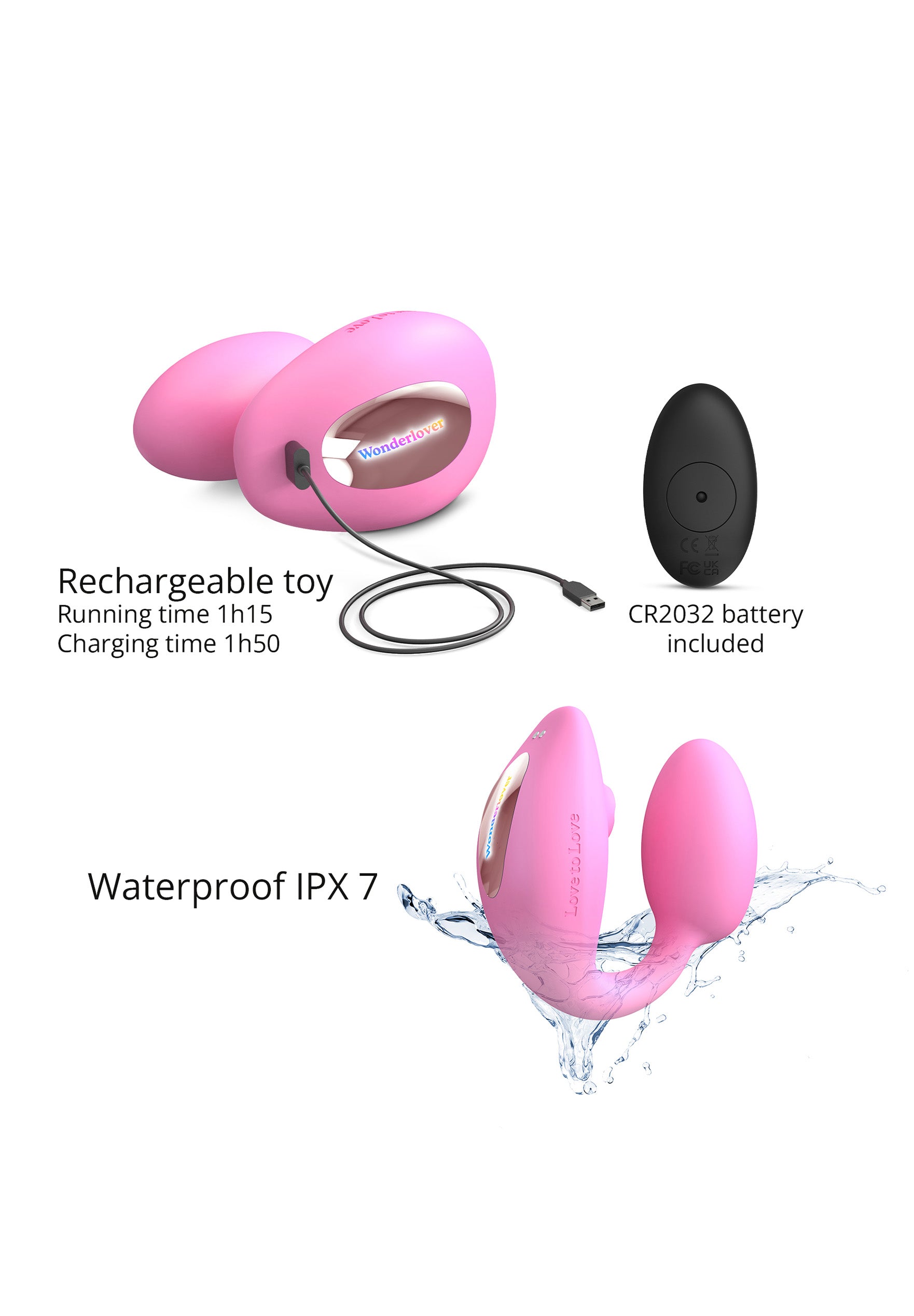 Remote Control Vibrating Egg Wonderlover - Pink Passion