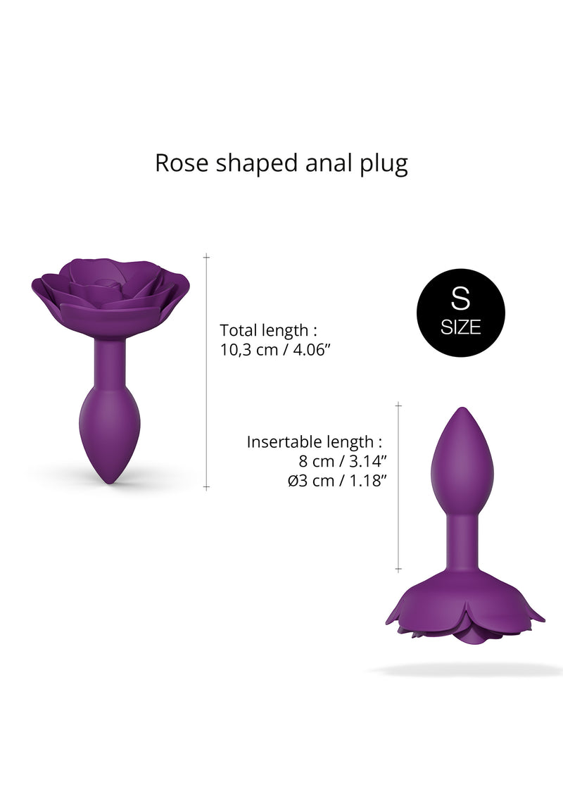 Open Roses Small Butt Plug - Purple Rain